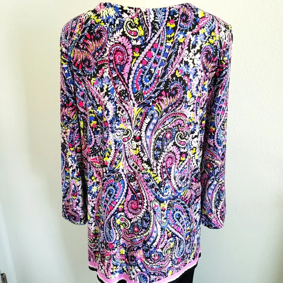 PAPPAGALLO Long Sleeve Pearl Pink Paisley Tunic Top—NWT—L - Picture 4 of 14